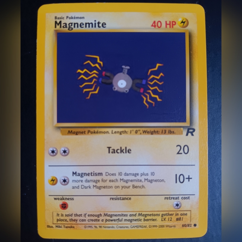 Magnemite Pokemon Card - Team Rocket - NO. 60/82 Common Non-Holo